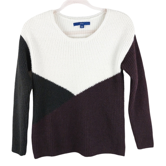 Anthro Fuzzy Plush Ribbed Knit Sweater Pullover - Picture 1 of 4